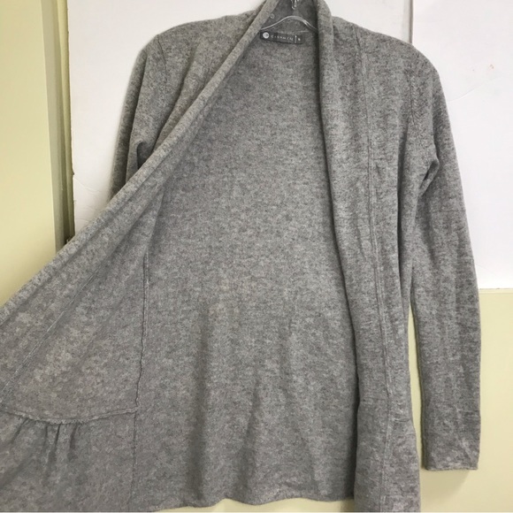 InCashmere Open Cardigan Cashmere Sweater Pleated Hem Flare Soft Knit Peplum S - Picture 4 of 12